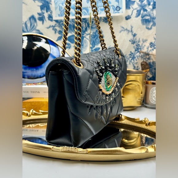🆕 KURT GEIGER LONDON 🧿NWOT Leather Mini Kensington Rhinestone Eye Crossbody - Picture 3 of 15
